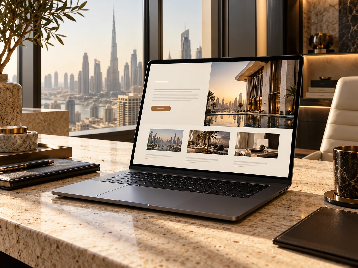 A premium business website presented on a laptop